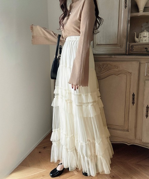 「Meiru」 スカート MEDIUM アイボリー レディース_画像7