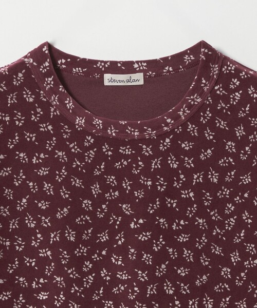 Steven Alan フラワー ベロア Tシャツ ワインレッド STEVEN ALAN（スティーブンアラン） tシャツ 半袖 「Steven Alan