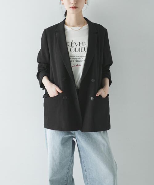 コート アウター ダブルブレストメッシュジャケット レディースの画像