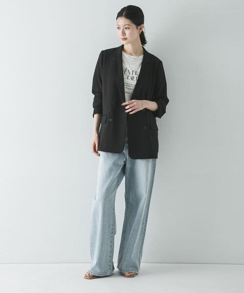 コート アウター ダブルブレストメッシュジャケット レディースの画像