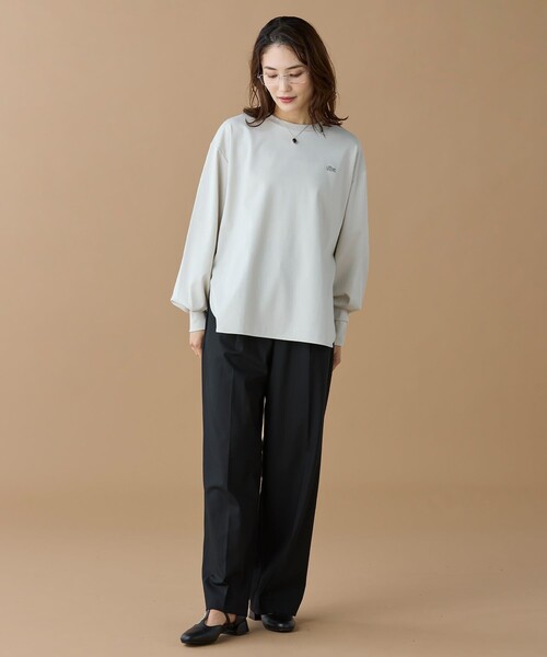 「LACOSTE」 長袖カットソー FREE グレイッシュベージュ レディースの画像