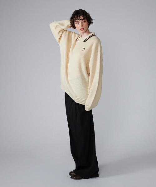 「ONCILY」 長袖ニット MEDIUM ネイビー メンズ_画像4