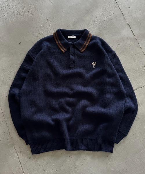 「ONCILY」 長袖ニット MEDIUM ネイビー メンズ_画像8