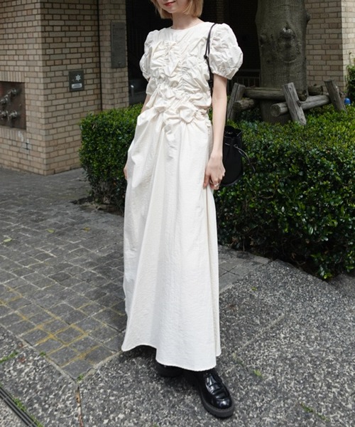 ワンピース Ameri BUMPY GATHER FLARE DRESS Ameri（アメリ） ワンピース BUMPY GATHER FLARE DRESS : ZOZOTOWN