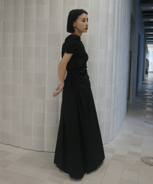 Ameri（アメリ） ワンピース BUMPY GATHER FLARE DRESS : ZOZOTOWN
