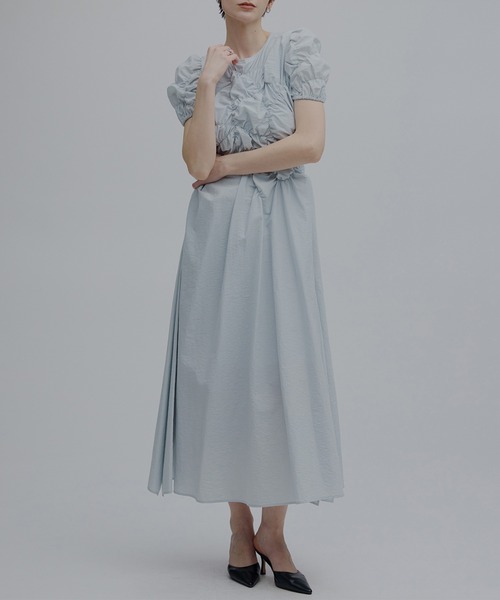 み*ほ様 AMERI VINTAGE BUMPY GATHER FLARE DR Ameri（アメリ） ワンピース 夏 半袖 BUMPY GATHER FLARE DRESS