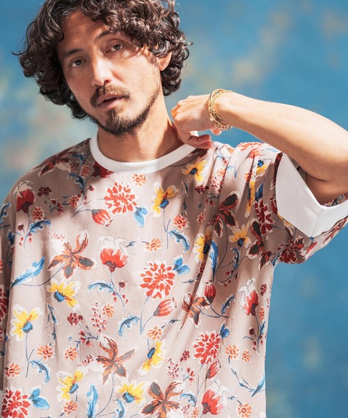 「Jih Nunc」 7分袖Tシャツ L ブルー メンズ_画像2