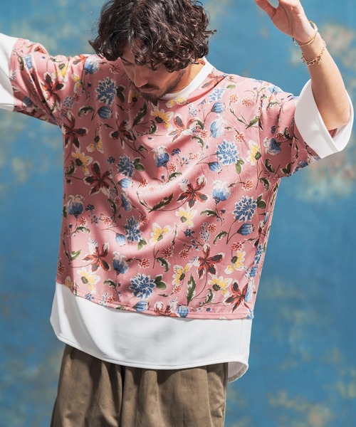 「Jih Nunc」 7分袖Tシャツ L ブルー メンズ_画像5