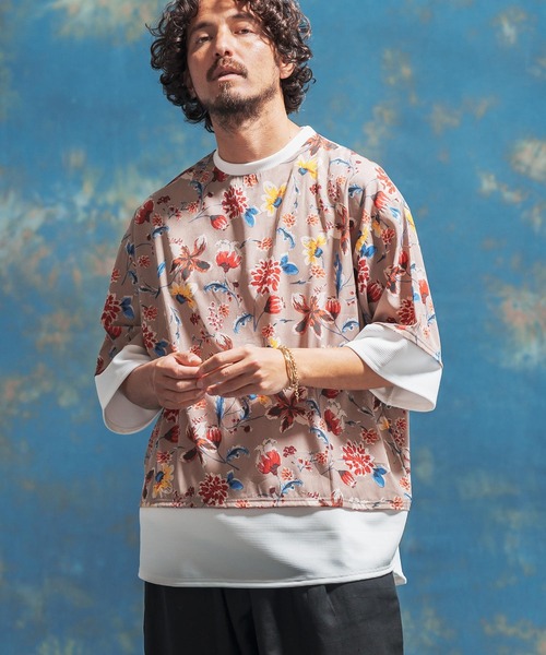 「Jih Nunc」 7分袖Tシャツ L ブルー メンズ_画像6