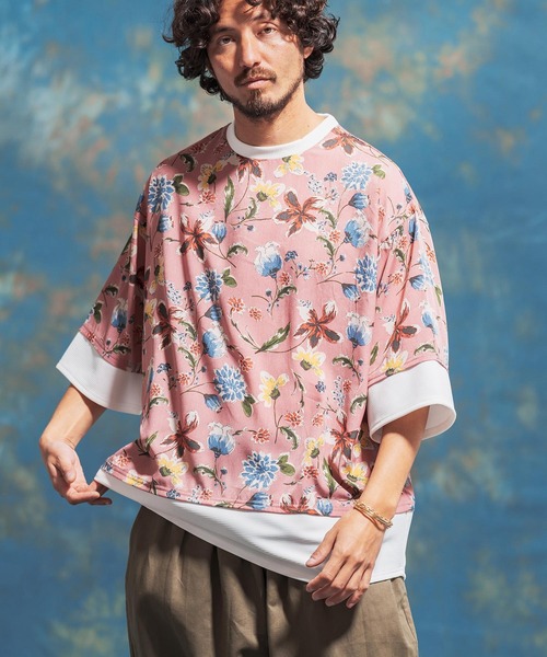 「Jih Nunc」 7分袖Tシャツ L ブルー メンズ_画像7