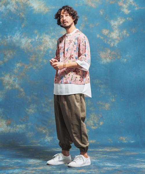 「Jih Nunc」 7分袖Tシャツ L ブルー メンズ_画像8