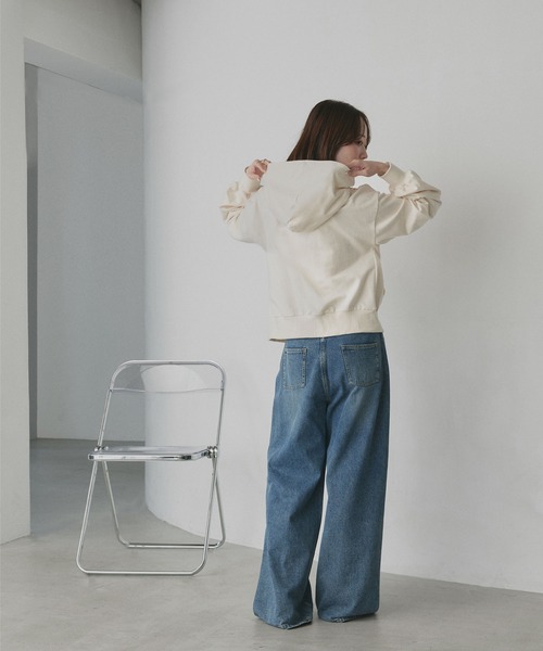 「ad thie」 ジップアップパーカー MEDIUM オートミール レディース_画像6