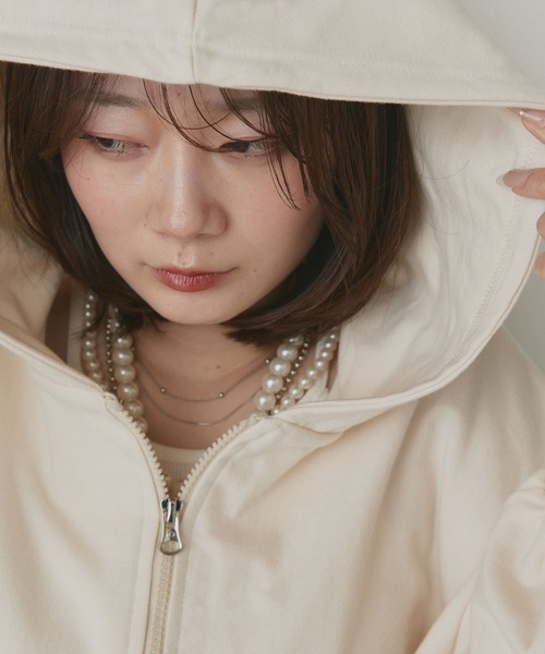 「ad thie」 ジップアップパーカー MEDIUM オートミール レディース_画像9