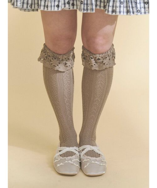 ハイソックス 靴下 靴下屋×merry jenny flower lace knit sock レディース | merry jenny | 02