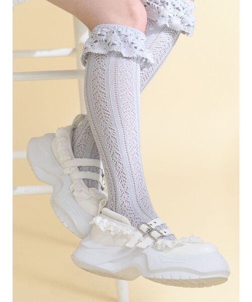 ハイソックス 靴下 靴下屋×merry jenny flower lace knit sock レディース | merry jenny | 07