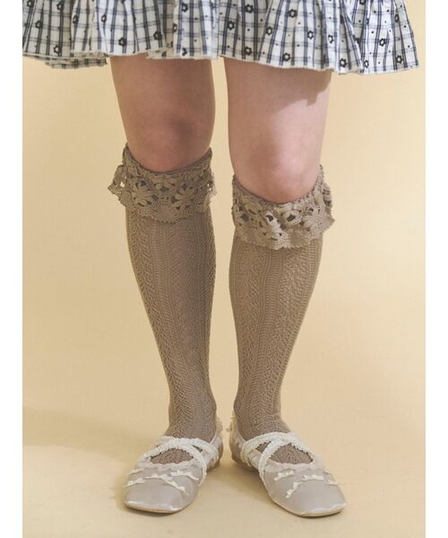 ハイソックス 靴下 靴下屋×merry jenny flower lace knit sock レディース | merry jenny | 11