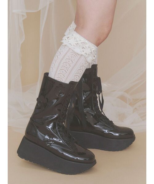 ハイソックス 靴下 靴下屋×merry jenny flower lace knit sock レディース | merry jenny | 16