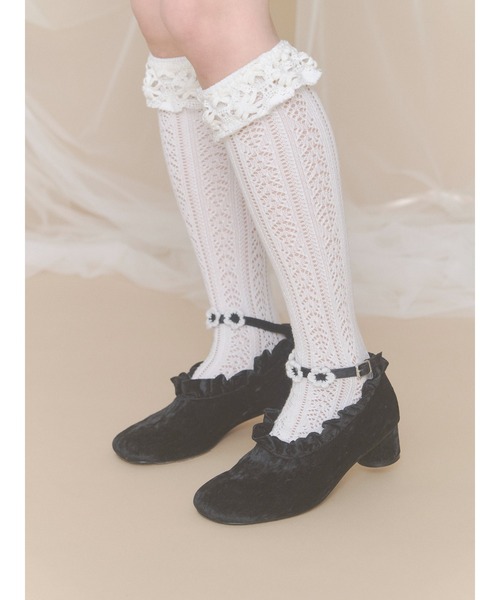 ハイソックス 靴下 靴下屋×merry jenny flower lace knit sock レディース | merry jenny | 05