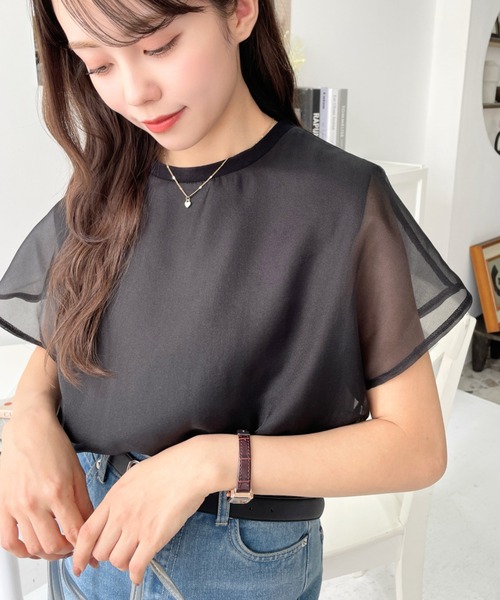 「moment+」 半袖ブラウス M ベージュ レディース_画像3