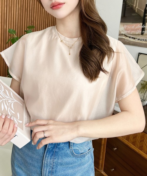 「moment+」 半袖ブラウス M ベージュ レディース_画像9