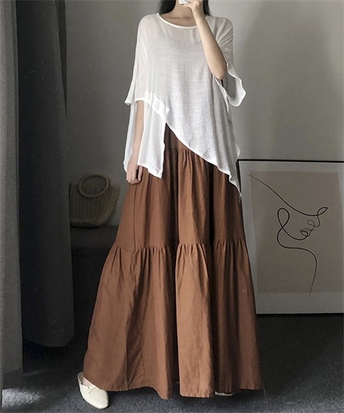「FREE STYLISTS」 キャミソールワンピース X-LARGE キャメル レディース_画像3