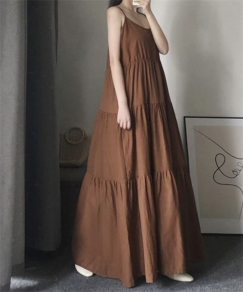 「FREE STYLISTS」 キャミソールワンピース X-LARGE キャメル レディース_画像5
