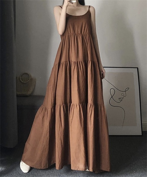 「FREE STYLISTS」 キャミソールワンピース X-LARGE キャメル レディース_画像8