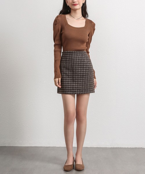 【ダーマコレクション】ウールカシミヤ　チェック柄スカート　ミモレ丈　新品未使用 40代ファッション レディース チェック柄ミディ丈ウールスカート