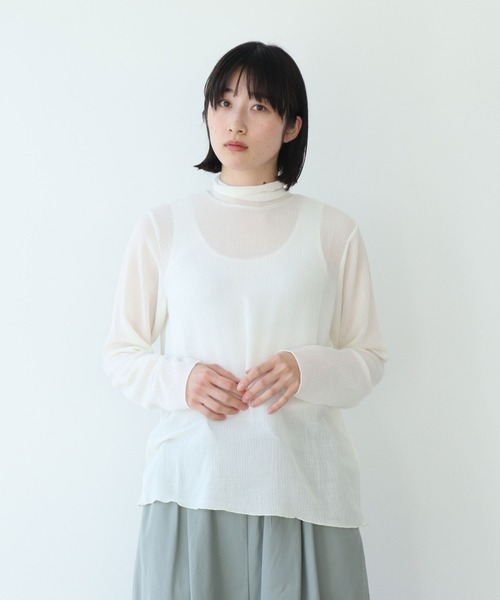 tシャツ ペダルム楊柳 ハイネック　ロングスリーブ　Tシャツ レディース yuni tシャツ ペダルム楊柳 ハイネック ロングスリーブ Tシャツ
