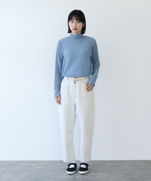 tシャツ ペダルム楊柳 ハイネック　ロングスリーブ　Tシャツ レディース yuni tシャツ ペダルム楊柳 ハイネック ロングスリーブ Tシャツ
