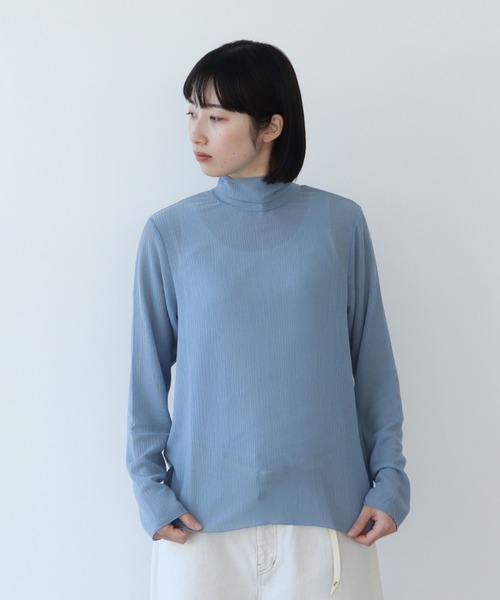 tシャツ ペダルム楊柳 ハイネック　ロングスリーブ　Tシャツ レディース yuni tシャツ ペダルム楊柳 ハイネック ロングスリーブ Tシャツ