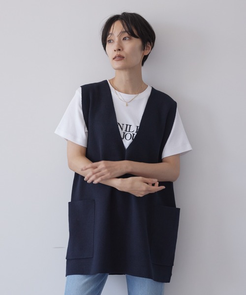 AMERICAN HOLIC ベスト Vネックミラノリブニットベスト