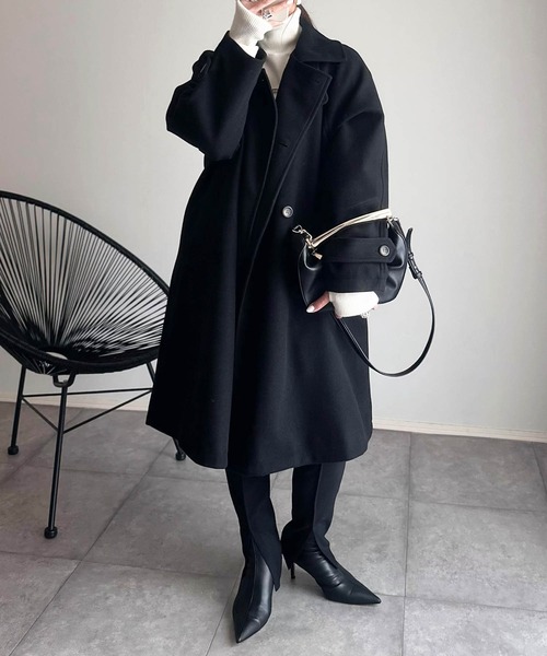 ememew様32ブラックコート J.PRESS YORK STREET ノーカラーコート コート 「WOMEN」NEEDLE JERSEY