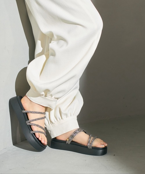 カリーノ（carino）/厚底ビジューサンダル carino（カリーノ） サンダル 厚底ビジューサンダル レディース