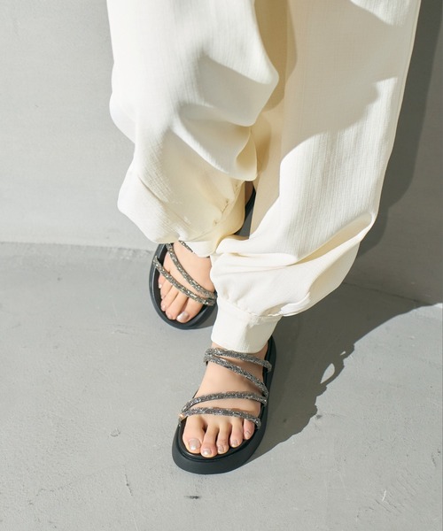 carino（カリーノ） サンダル 厚底ビジューサンダル レディース