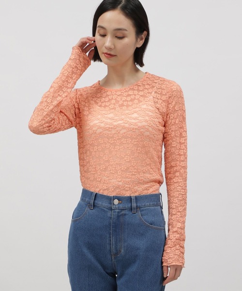 LAKOLE tシャツ 花柄シアージャガードプルオーバー / 110279