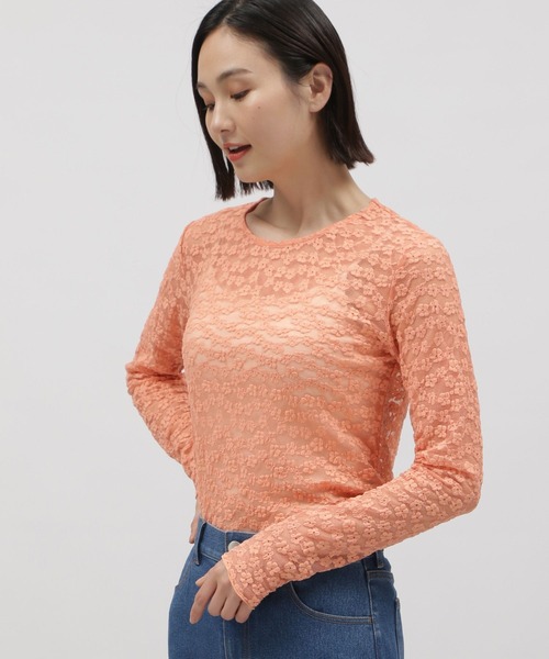 LAKOLE tシャツ 花柄シアージャガードプルオーバー / 110279