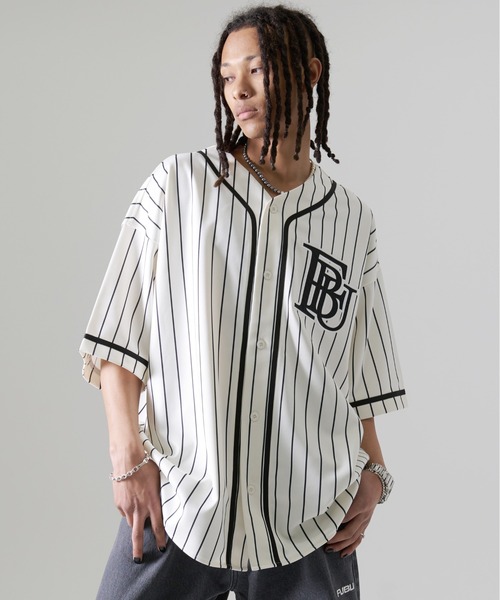 FUBU（フブ） シャツ ブランド ロゴ ワッペン 刺繍 ライン ストライプ