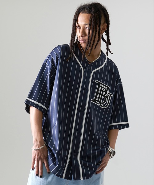 FUBU（フブ） シャツ 半袖 ブランド ロゴ ワッペン 刺繍 ライン