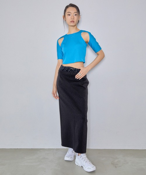 THINGS THAT MATTER スカート GLITTER JERSEY LAYERED NARROW