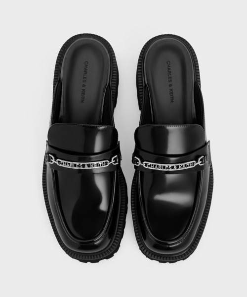 Charles&Keith☆Remy エンブレムアクセントローファーミュール CHARLES & KEITH サンダル Remy レミ エンブレムアクセント