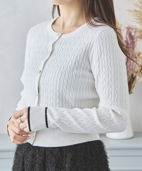 MISCH MASCH カーディガン ケーブルクロップドカーデ/MM438404