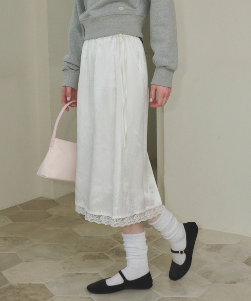 2025春大特価セール！ GIUNON クラッシュサテン / skirt lace satin crushed スカート スカート