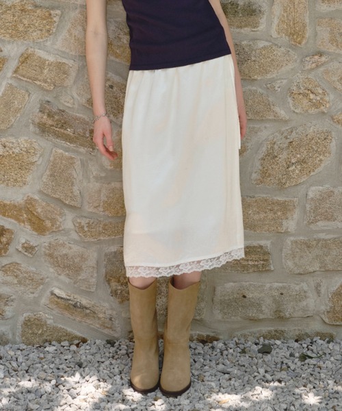 giunon クラッシュサテンレーススカート GIUNON スカート crushed satin lace skirt / クラッシュサテン