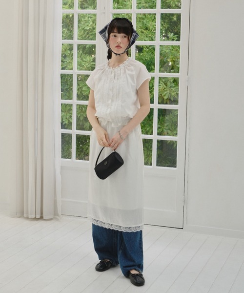 giunon クラッシュサテンレーススカート セール】crushed satin lace skirt / クラッシュサテンレース