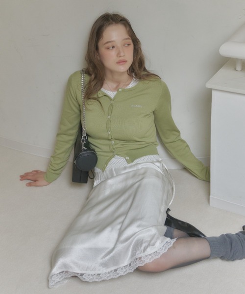 GIUNON スカート crushed satin lace skirt / クラッシュサテンレース