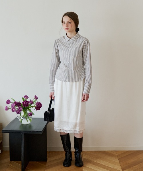 crushed satin lace skirt クラッシュサテンレーススカート GIUNON スカート crushed satin lace skirt / クラッシュサテンレース