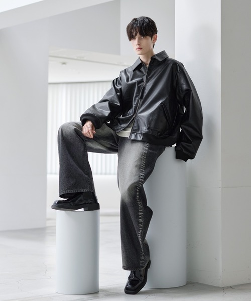 ASTRONOMY ブルゾン アウター 中綿入り ヴィンテージPU合皮ショート丈