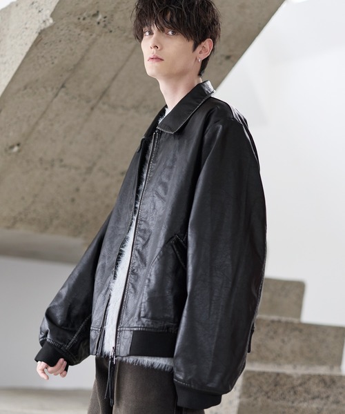 ASTRONOMY ブルゾン アウター 中綿入り ヴィンテージPU合皮ショート丈