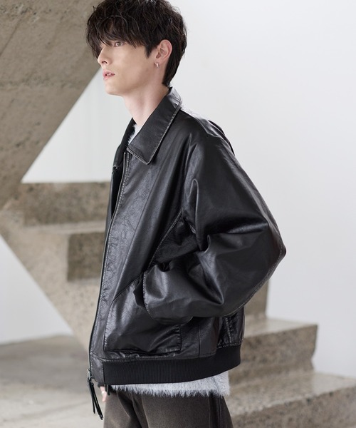 ASTRONOMY ブルゾン アウター 中綿入り ヴィンテージPU合皮ショート丈